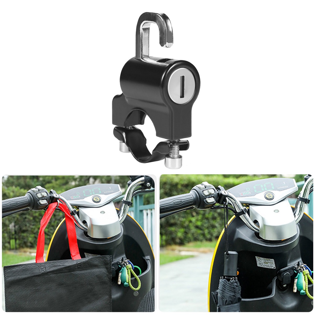Bộ Ổ Khóa Mũ Bảo Hiểm Chống Trộm Bằng Kim Loại 22mm-28mm Màu Đen Kèm 2 Chìa Khóa