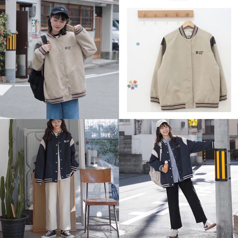 Bomber trơn đơn giản vintage( hàng có sẵn) | BigBuy360 - bigbuy360.vn