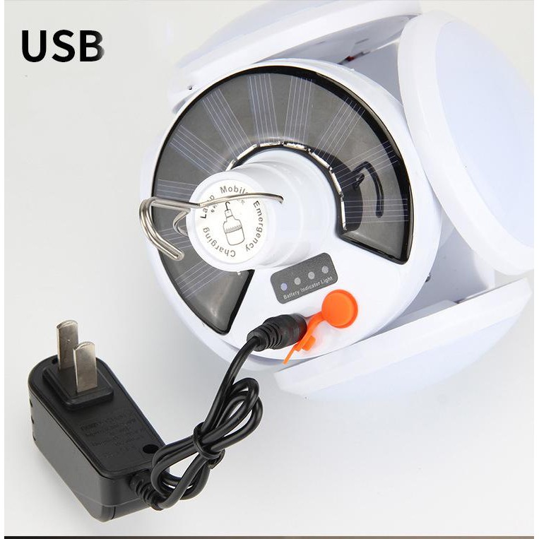 Bóng Đèn Led Tích Điện 4 Cánh, Đèn Năng Lượng Mặt Trời Có Thể Đóng Mở, Tiện Lợi Cho Các Hoạt Động Ngoài Trời