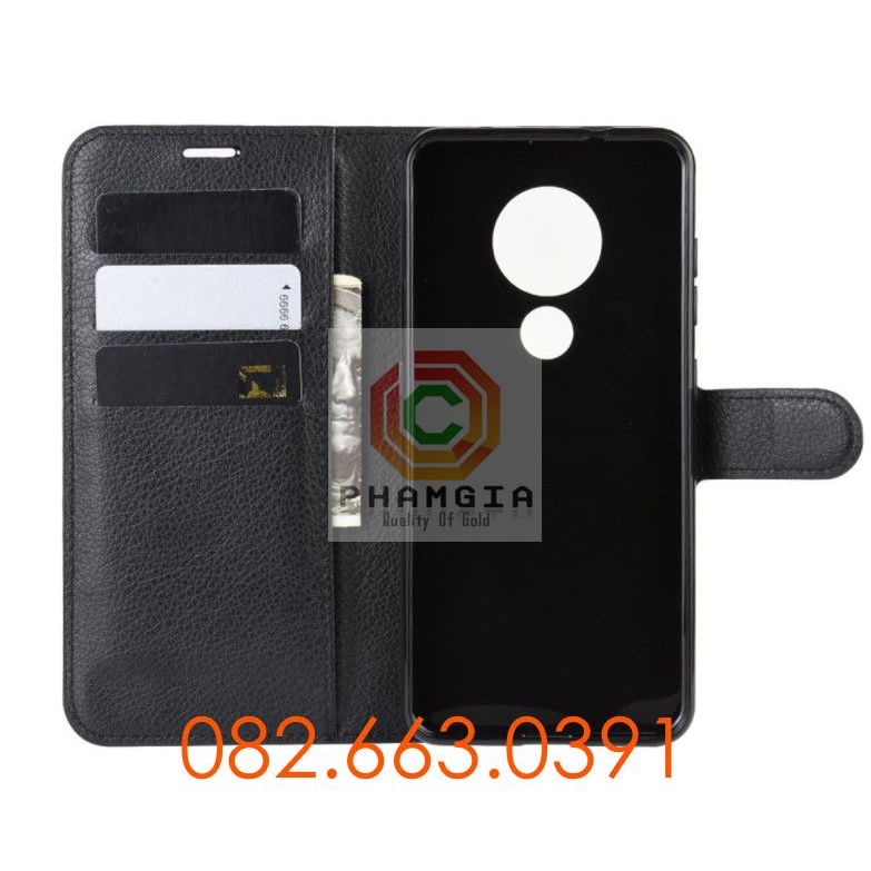 Bao da Nokia 7.2 chất liệu da sang trọng, có ngăn đựng thẻ siêu tiện lợi, có nắp gập xem phim