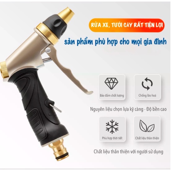 Vòi tưới cây, vòi rửa xe đa năng bằng kim loại LIONGKING RC235