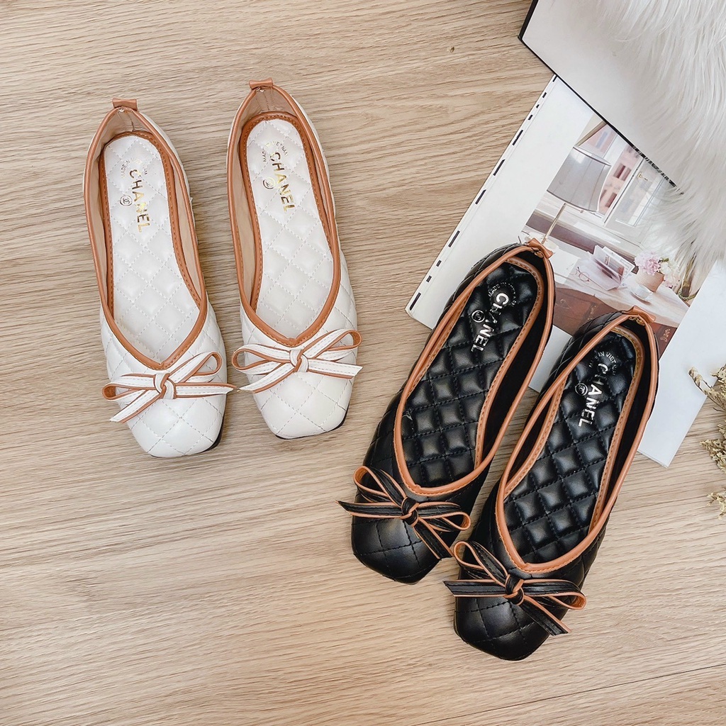 Ảnh thật Video Giày búp bê nữ viền nơ nhí mẫu mới da mềm êm chân siêu xinh