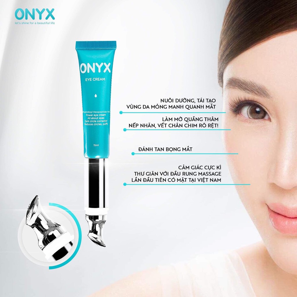 Kem Mắt ONYX Kèm Đầu Rung Massage Tự Động Giúp Giảm Quầng Thâm, Bọng Mắt, Và Nếp Nhăn ONYX Cosmetics Bảo Thy 15g