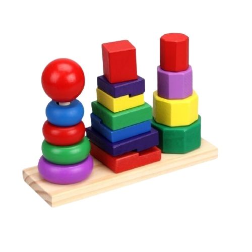 Đồ chơi gỗ thông minh thả gỗ 3 cọc hình khối cho bé đồ chơi montessori BABY MAX