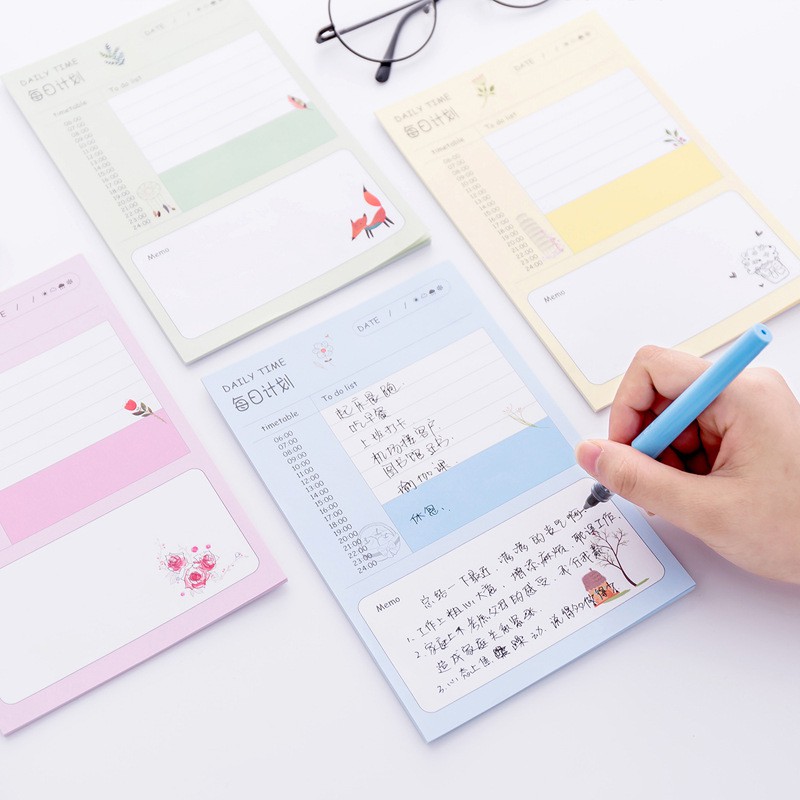 Tập giấy ghi chú lịch trình ngày và tuần bản lớn siêu xinh