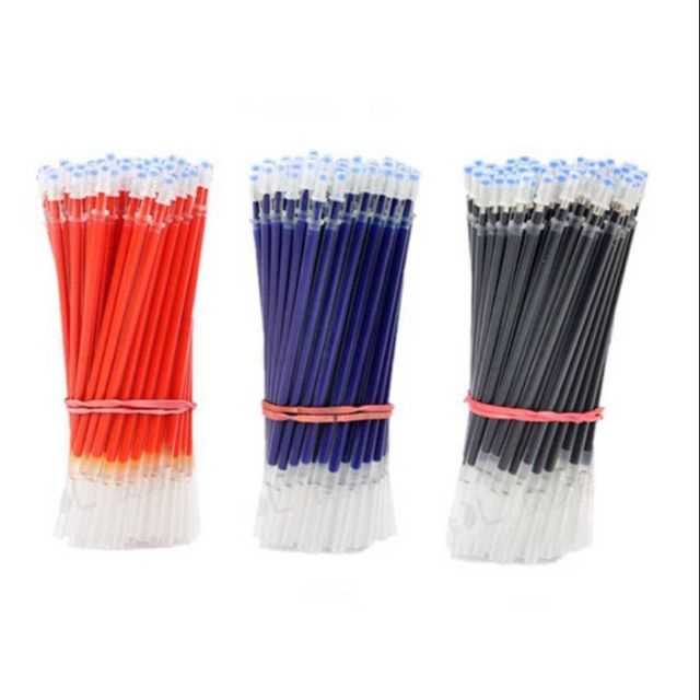 100 ngòi bút gel nước giá sỉ, ruột bút bi gel nước mực xanh đen đỏ thay thế bút chữ A