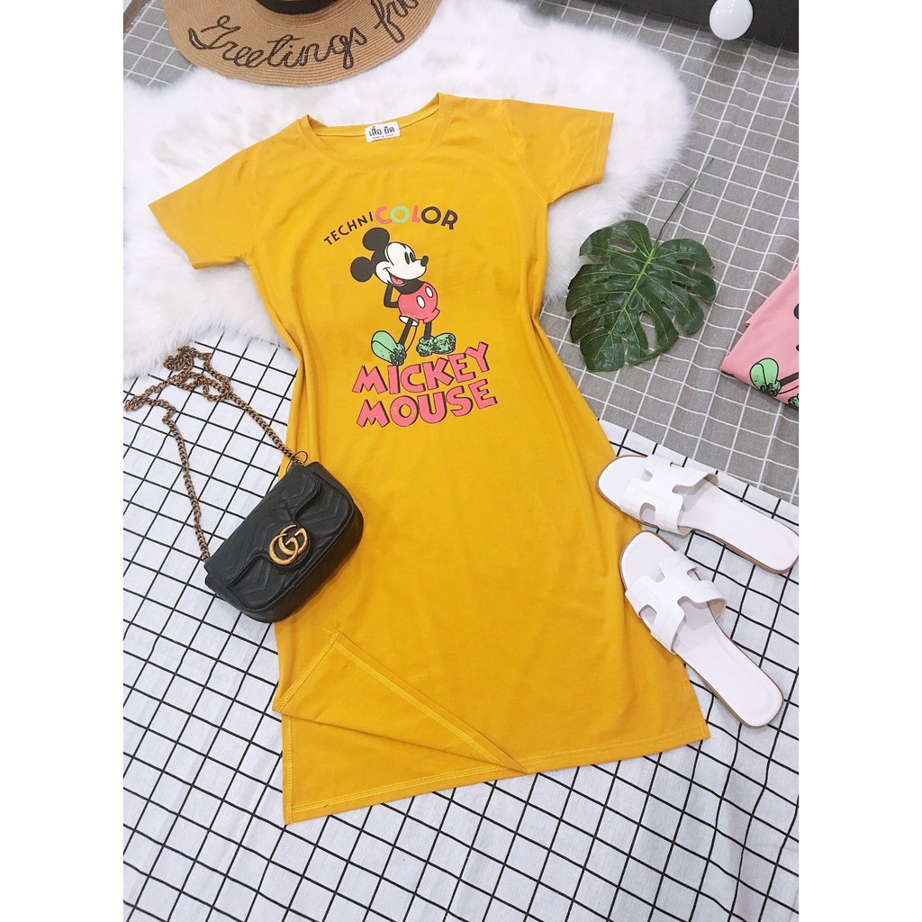 Đầm Thun Mickey From Dài Xẻ Tà VD372185