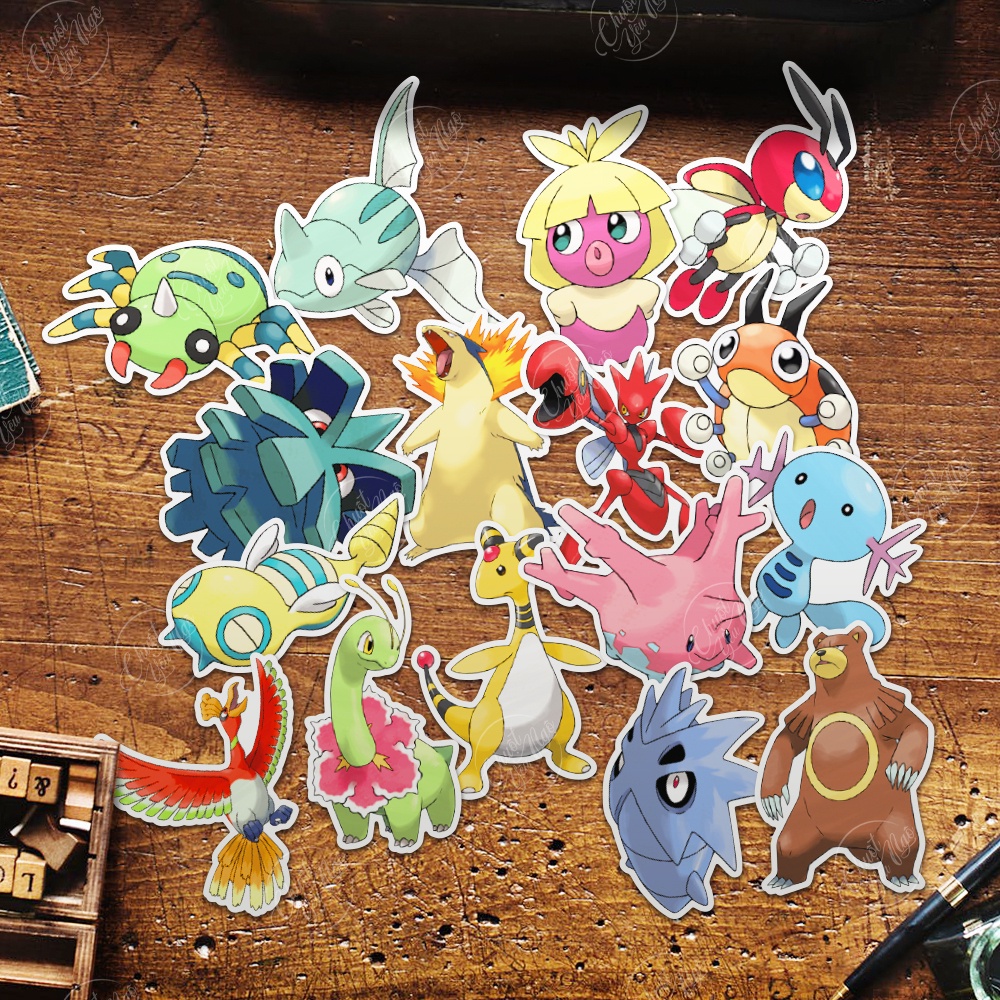 Bộ sticker 150 Pokemon GEN 2 không trùng hình dán trang trí decal hoạt hình Bửu Bối Thần Kỳ Pikachu
