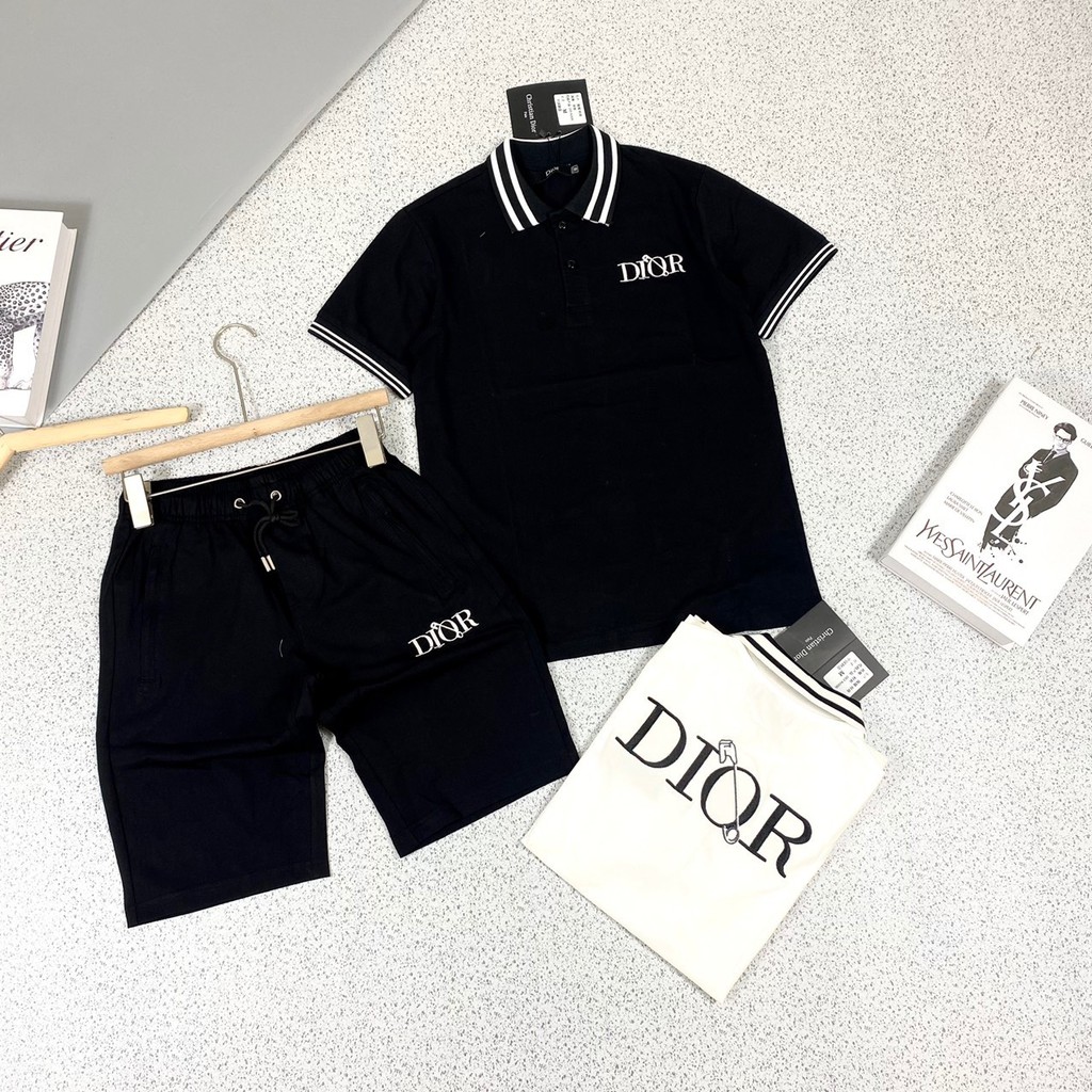 Bộ hè nam có cổ với hai màu đen trắng, họa tiết thêu logo trước sau,chất không xù bộ thể thao nam mặc thoải mái Dor221 | BigBuy360 - bigbuy360.vn