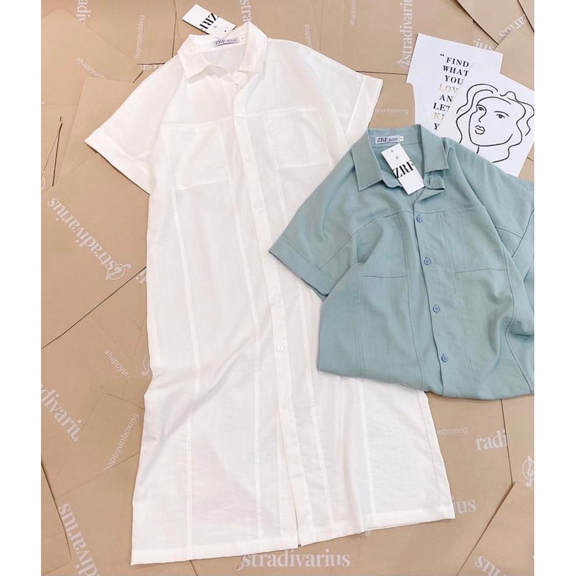 Váy sơ mi basic đũi xước ( ảnh thật ) | BigBuy360 - bigbuy360.vn