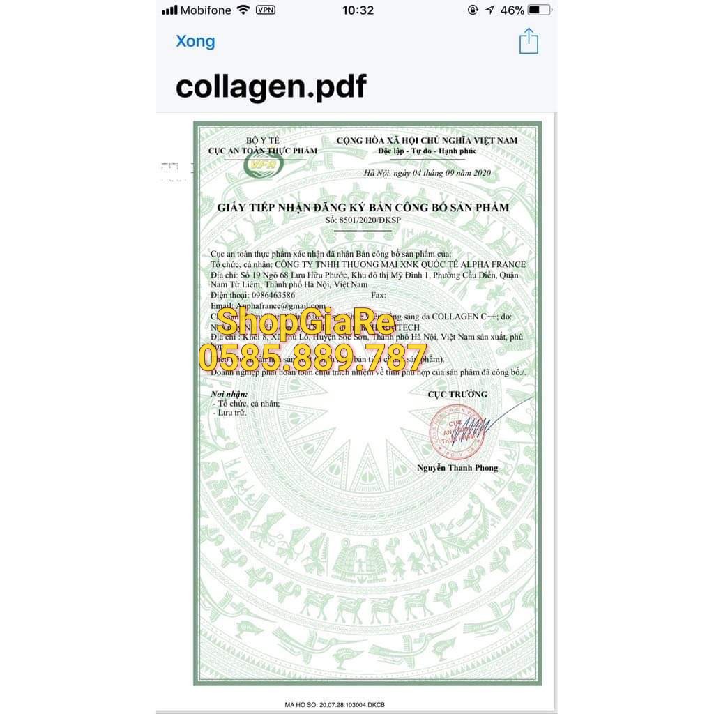 Collagen C ++ đẹp da, sáng da, mờ thâm, chống lão hóa, tăng độ ẩm cho da Hộp 60 viên