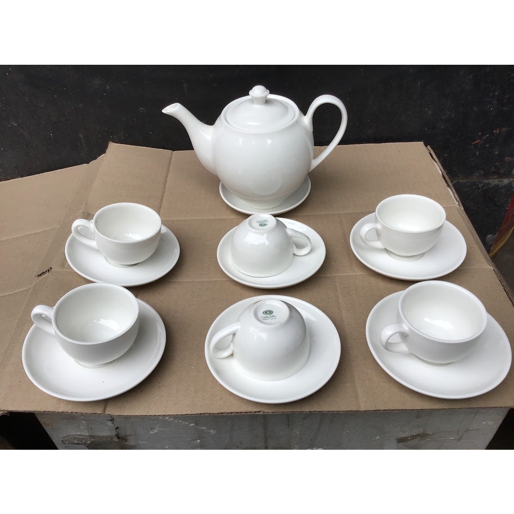 Bộ ấm tách uống trà bằng sứ cao cấp Minh Châu 14 món