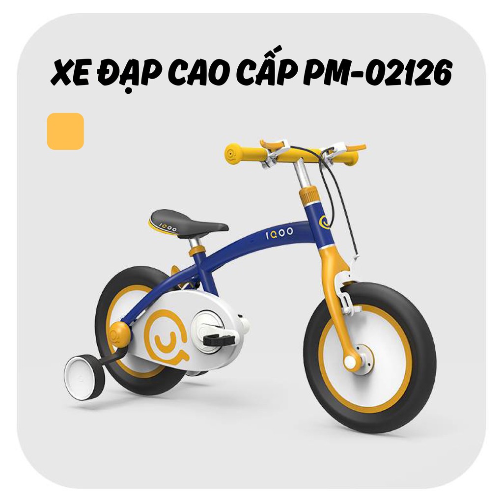 XE ĐẠP TRẺ EM IQOO CAO CẤP PM-02126 CHO BÉ TỪ 2 ĐẾN 7 TUỔI màu VÀNG