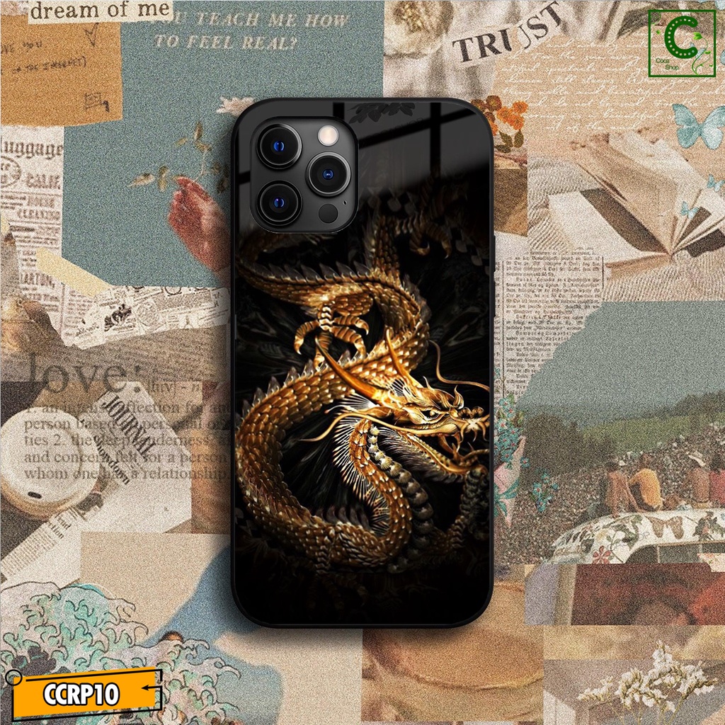 Ốp iPhone Mặt Kính Nano Dẻo - Đại Bàng Tia Sét và Rồng Vàng Cực Sang