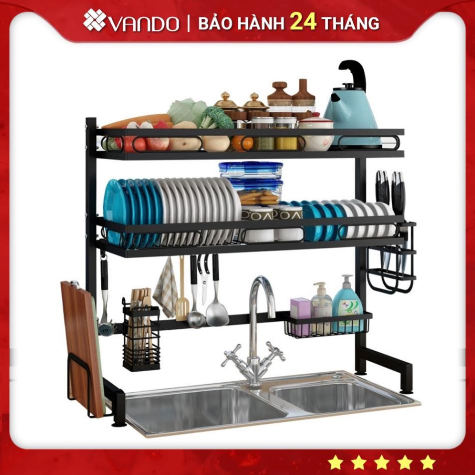 HL779 [𝐅𝐫𝐞𝐞𝐬𝐡𝐢𝐩] Kệ Chén Bát Đa Năng VANDO 1 Tầng và 2 Tầng Trên Bồn Rửa, Giá để bát đũa tiện lợi