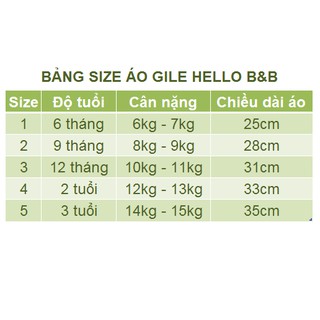 Áo gile cotton 2 lớp Hello B&B - Hello BB AN0409