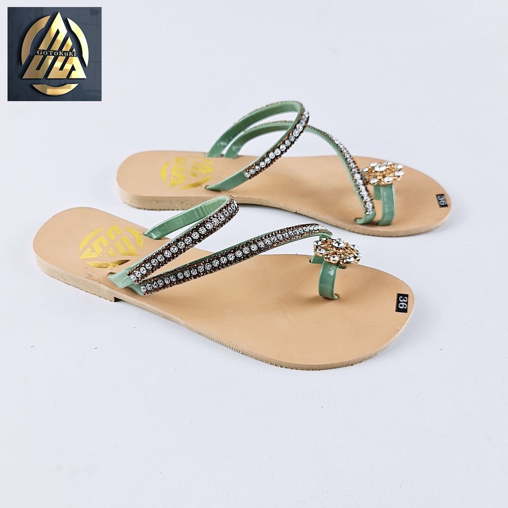 Dép xỏ ngón nữ quai chéo đính đá GoToKuKi cực dễ thương DB_06