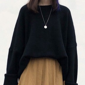(SẴN+ảnh thật) Áo len trơn form rộng xẻ tà phong cách Hàn Quốc