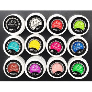 Sét Gel vẽ 12 mầu - PAINTING GEL vẽ trang trí móng tay[ hanna nail mi]
