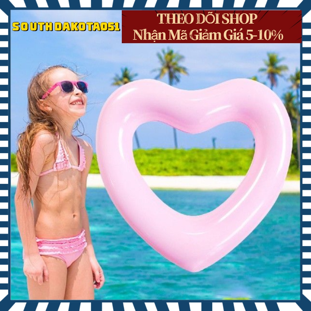 Hàng HOT Vòng tròn bơi hình trái tim cho trẻ em Chất liệu PVC chống rách dày 45cm bơm hơi【Southdakota051】