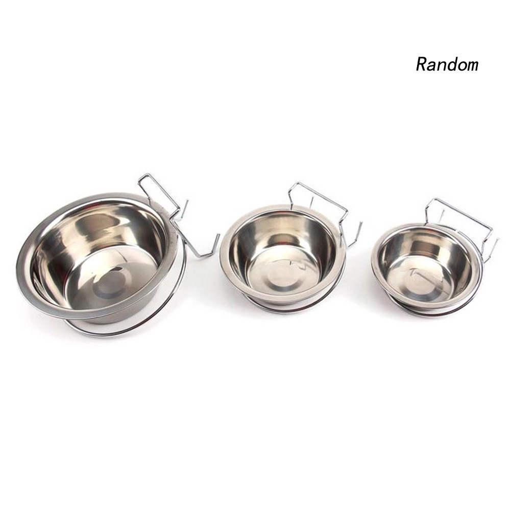 Bát đựng đồ ăn/ nước uống treo lồng bằng thép không gỉ cho thú cưng