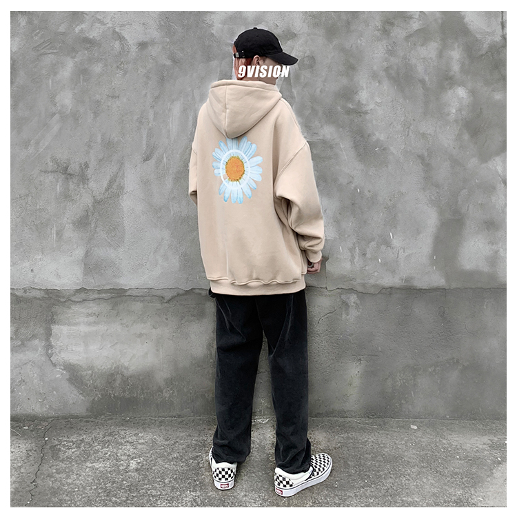 Áo hoodie dáng rộng in họa tiết hoa cúc thời trang mùa thu cho nam | BigBuy360 - bigbuy360.vn