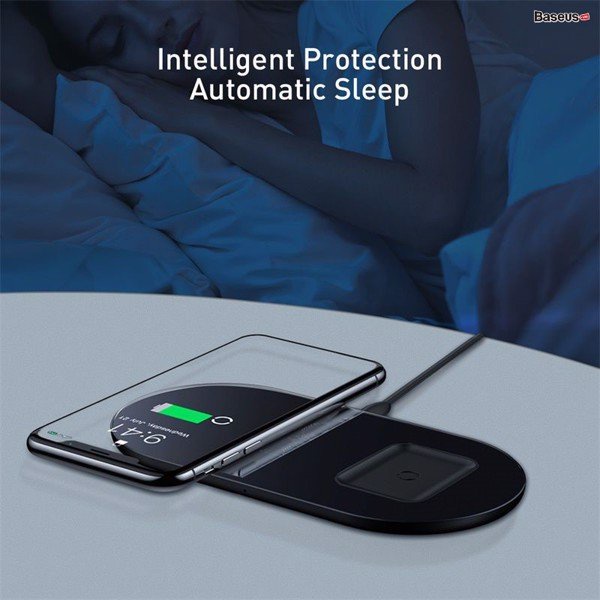 Đế sạc nhanh không dây Baseus Simple 2 in 1 Wireless Charger 15W cho iPhone và Airpods