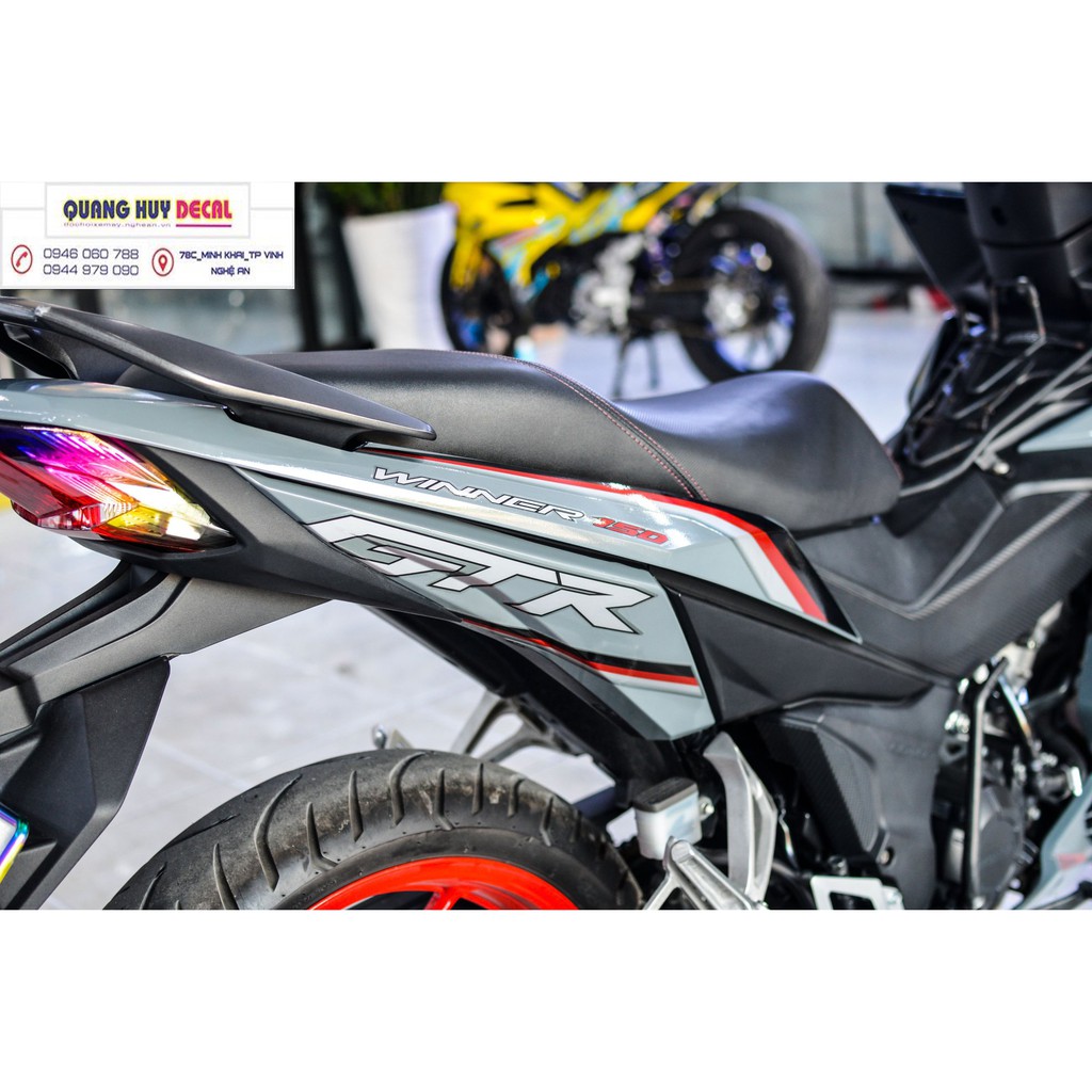 Tem trùm xe Winner xám xi măng 150 V1, độ thiết kế team dán phủ decal xe máy giá rẻ đẹp