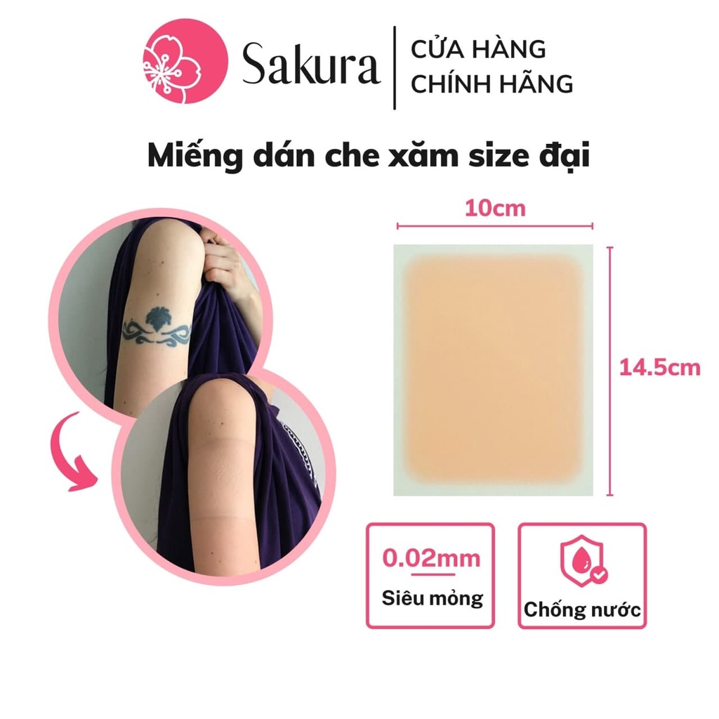 Miếng dán che khuyết điểm che hình xăm Nhật Bản Sakura size 10x14.5cm che sẹo xóa xăm che khuyết điểm đậm màu chống nước