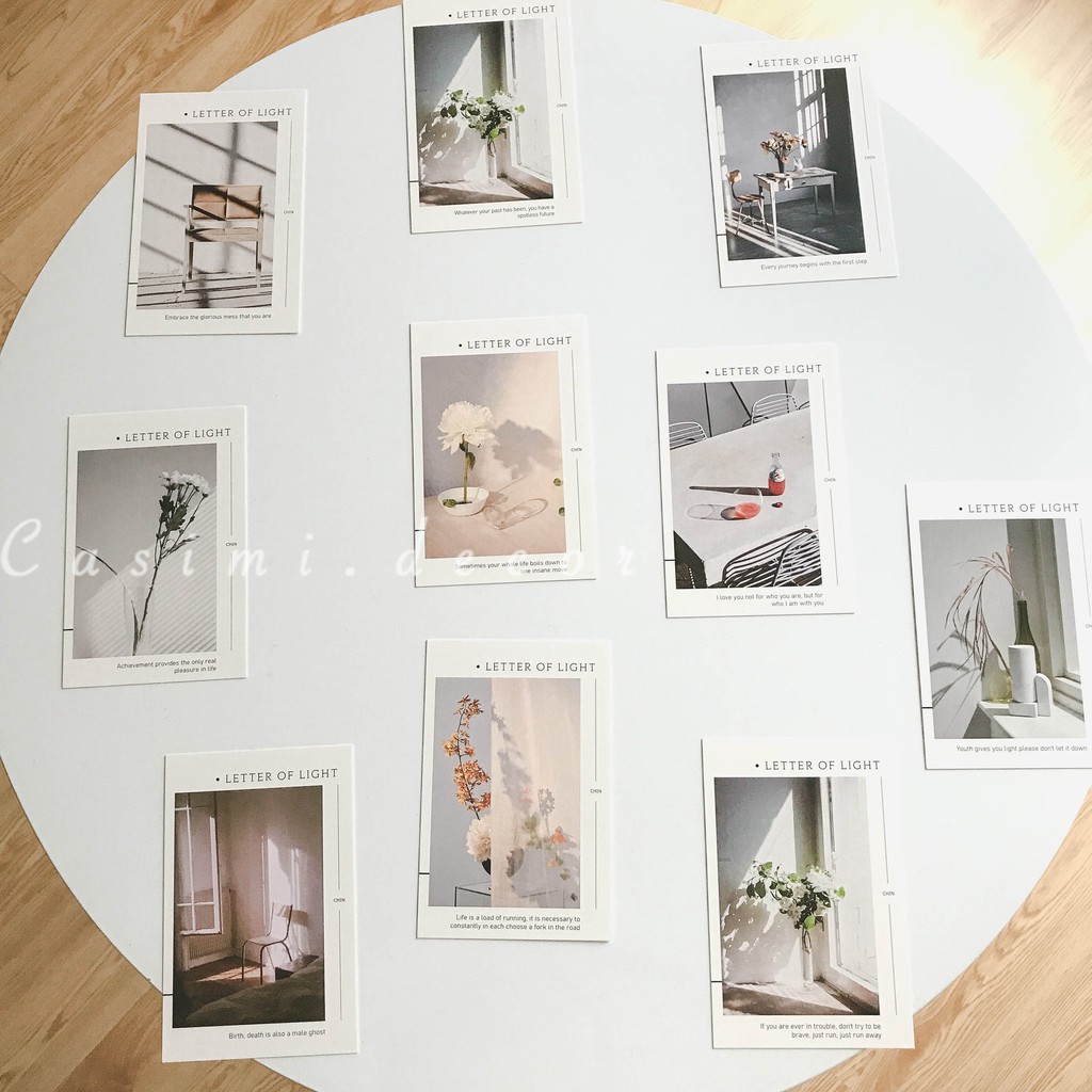 [FOLLOW US GIẢM 30K] Bìa ảnh LETTER OF LIGHT B postcard chụp sản phẩm decor, dán tường trang trí bàn học Casimi Decor
