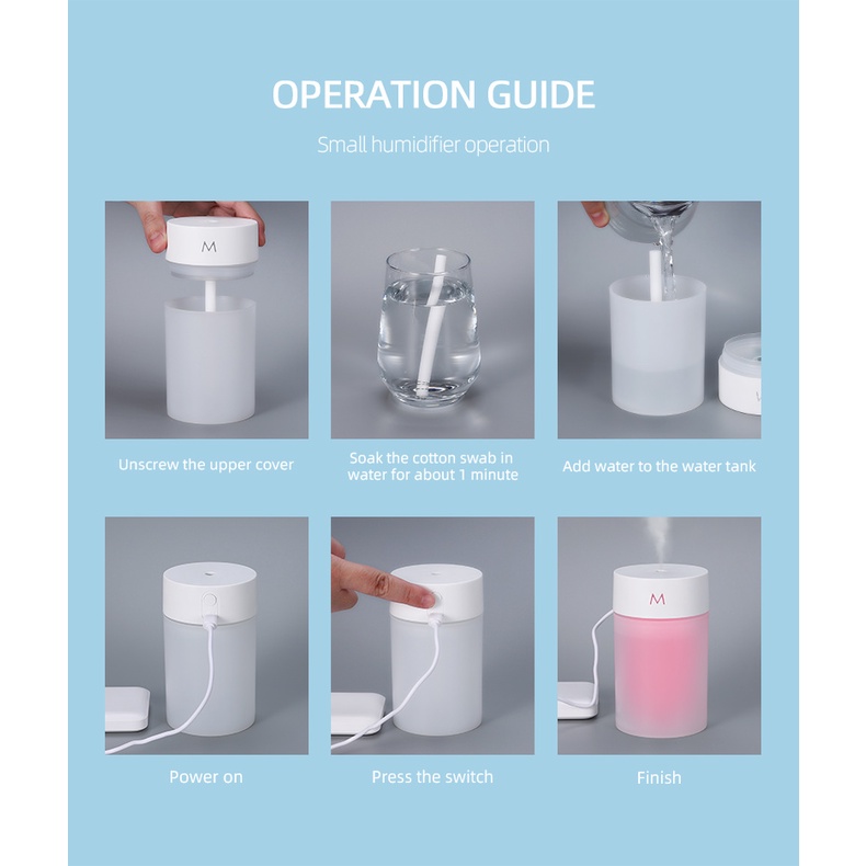 Máy khuếch tán tinh dầu Tạo Độ Ẩm Không Khí 260Ml Tích Hợp Đèn LED