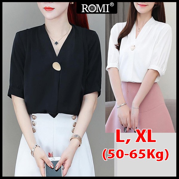 ÁO SƠ MI CÔNG SỞ KIỂU ÁO SƠ MI CỔ ĐẮP CHÉO PHỐI NÚT ROMI 3084 3099