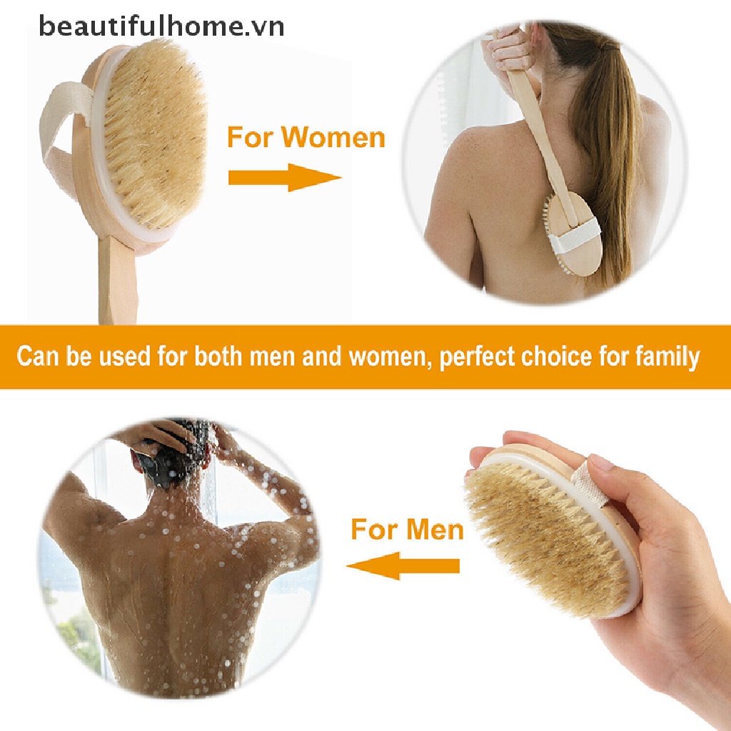 (Hàng Mới Về) Bàn Chải Chà Lưng Cán Gỗ 15 Cây