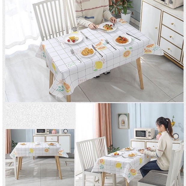 Khăn trải bàn chống thấm, khăn phủ bàn ăn bàn làm việc PVC decor vintage, thảm trải picnic tiện lợi