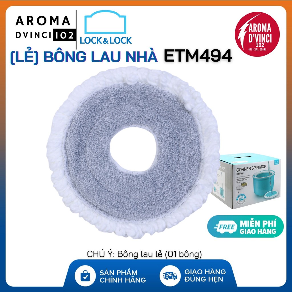 [Lẻ] Bông Lau Nhà LOCK&amp;LOCK ETM494 (Corner Spin Mop ETM494) - 01 Bông | DVINCE Store