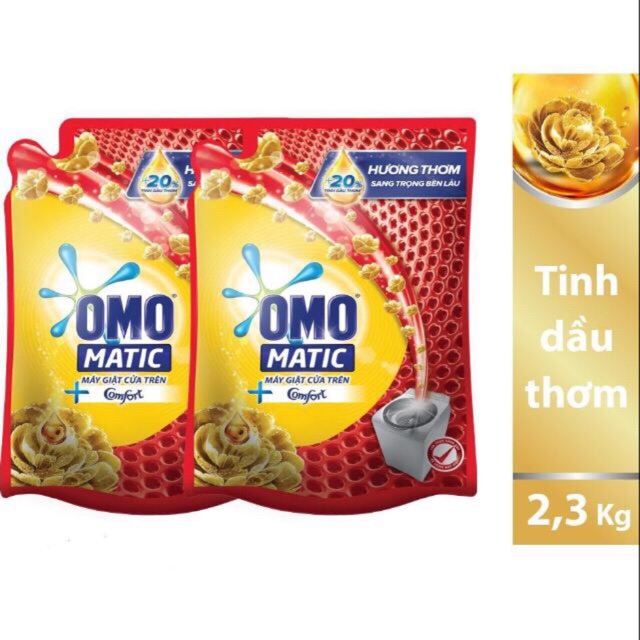 Combo 2 túi Nước Giặt Omo Comfort Tinh Dầu Thơm 2kg: