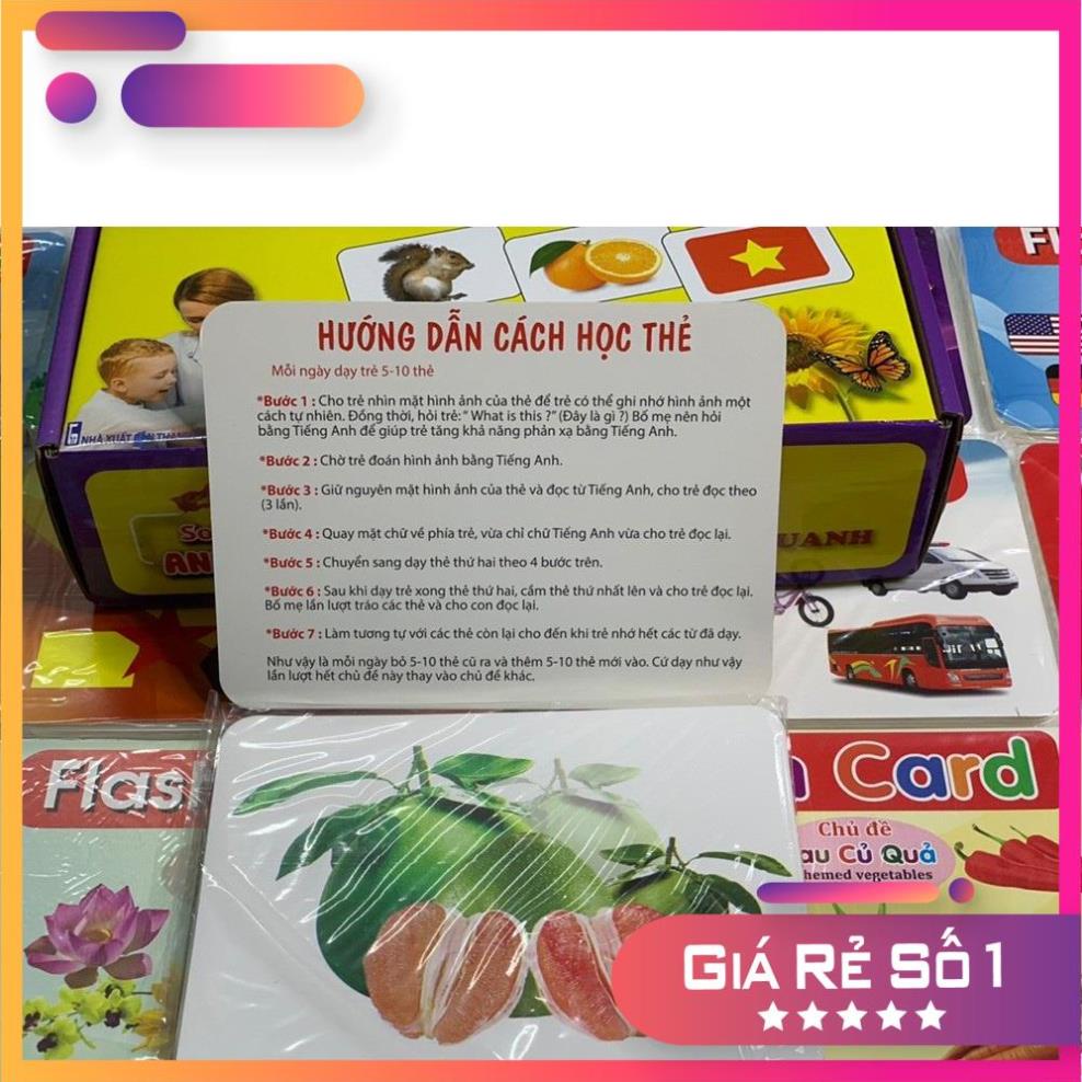 Flashcard Cho Bé Bộ 280 Thẻ Học Loại Lớn Thông Minh Glenn Doman TINA Song Ngữ Thế Giới Xung Quanh Giáo Dục Sớm Cho Bé