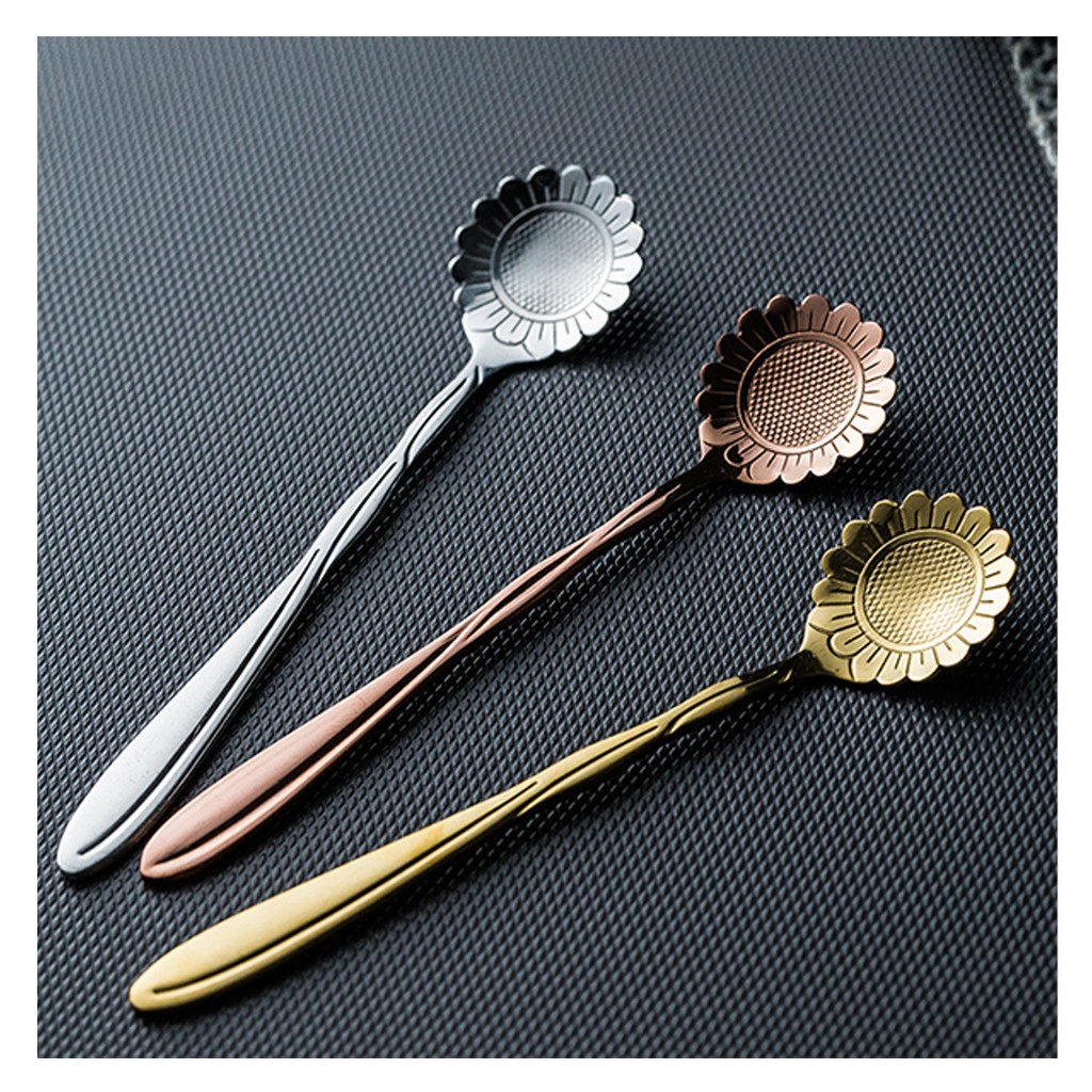 Thìa inox mạ vàng PVD, thìa inox sakura hình hoa cách điệu | BigBuy360 - bigbuy360.vn
