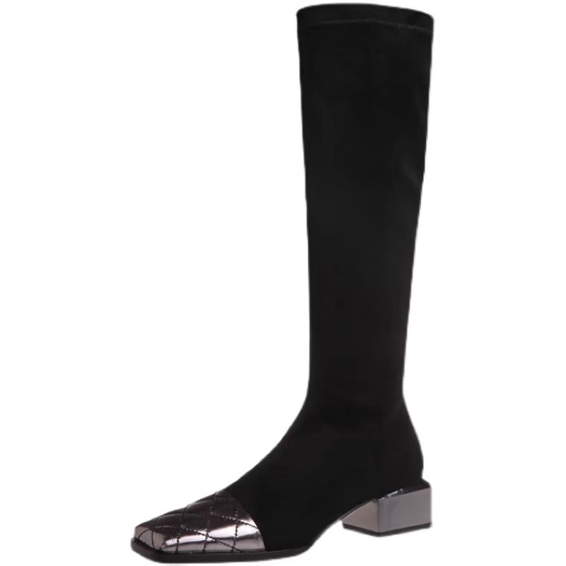 Boots đùi da lộn mũi vuông 4cm hot 2022( sẵn hàng)