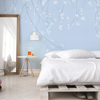 Bức tranh tường đơn giản bình dị hình nền đơn giản hiện đại nhỏ tươi hoa chim phòng khách phòng ngủ TV phông nền tường h