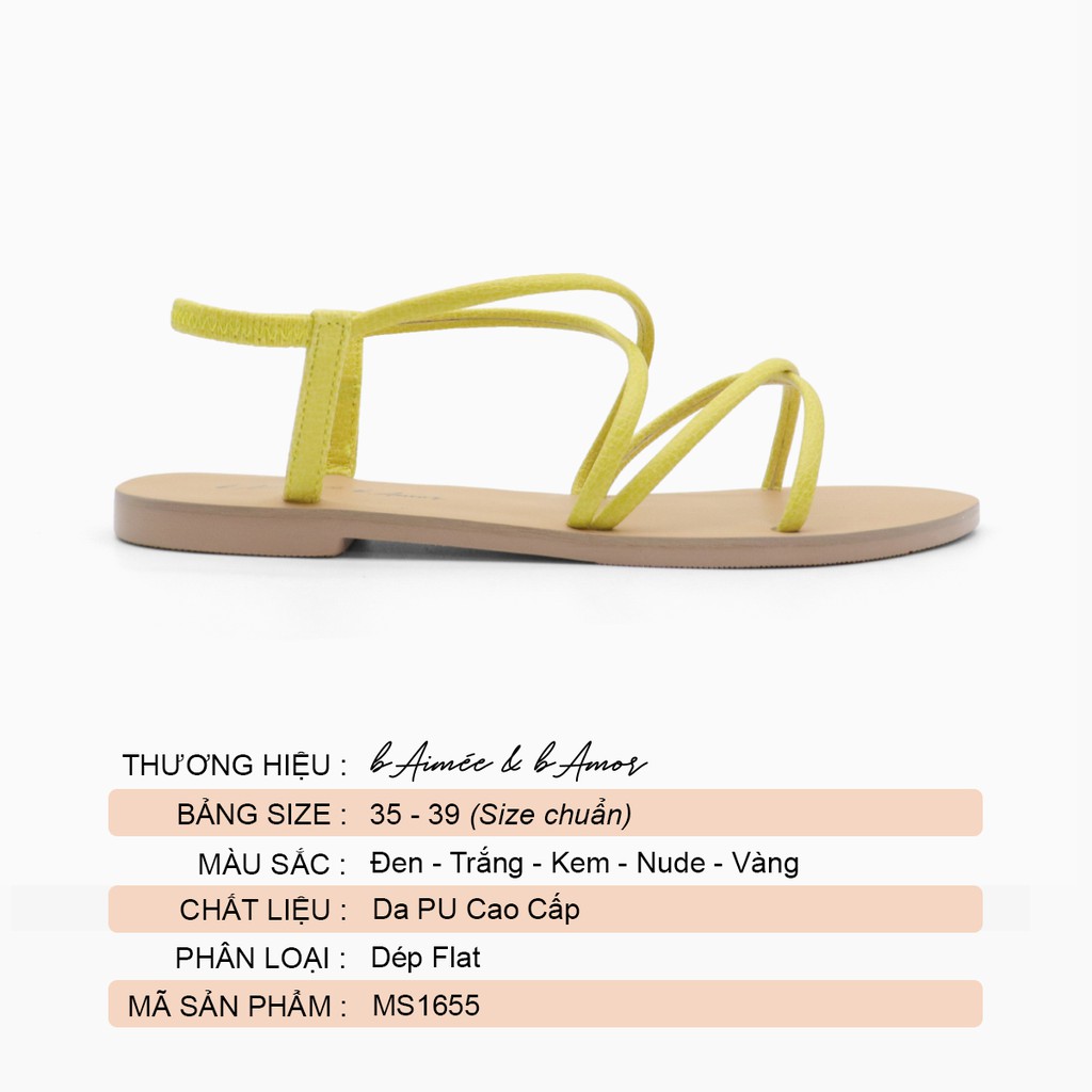 Dép sandal nữ đi biển đế bệt thời trang quai dây mảnh đẹp cao cấp chính hãng bAimée &amp; bAmor - MS1655
