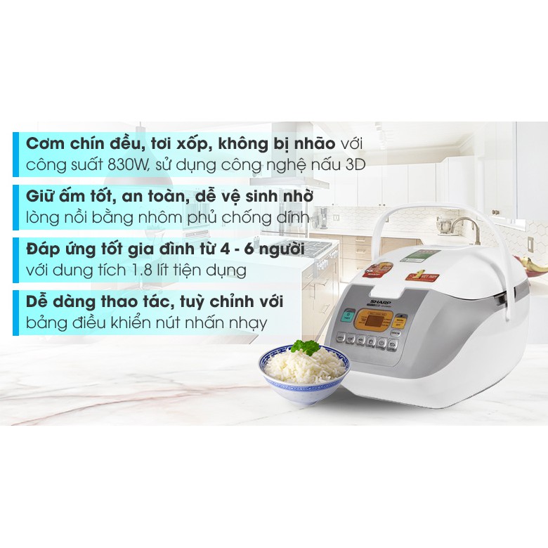 Nồi cơm điện tử Sharp KS-COM18V 1.8 lít