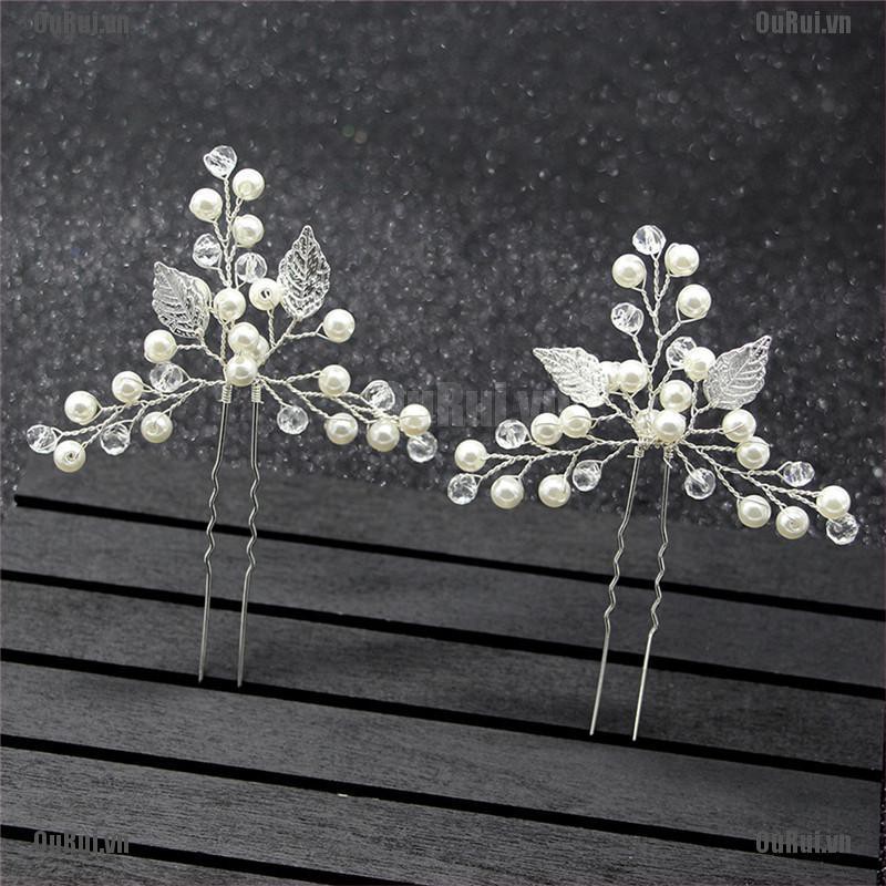 (FCC) Lược Cài Tóc Cô Dâu Đính Ngọc Trai Đáng Yêu