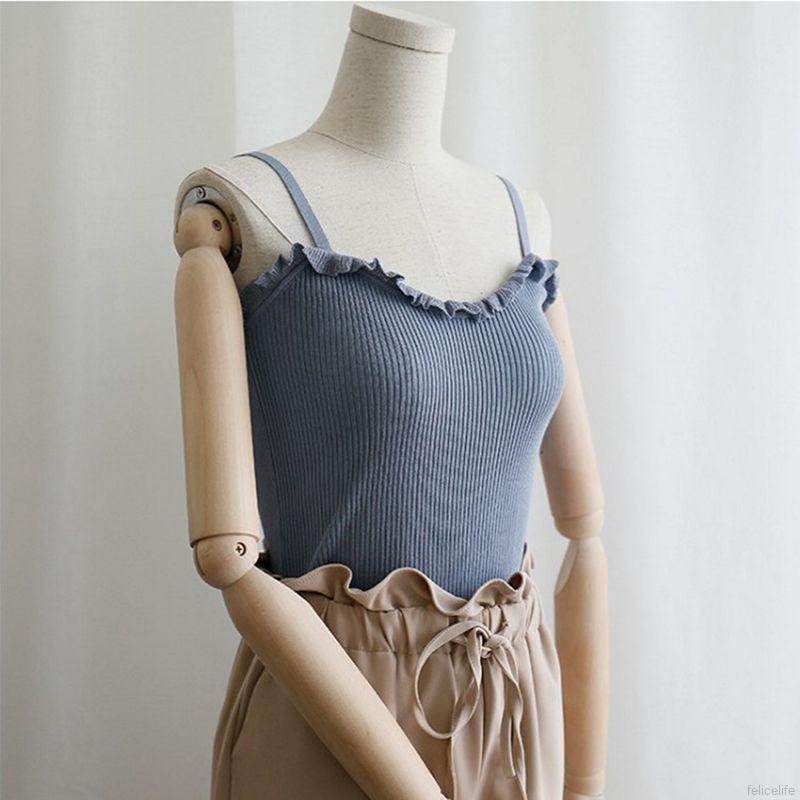 Áo len hai dây co dãn cổ chữ V