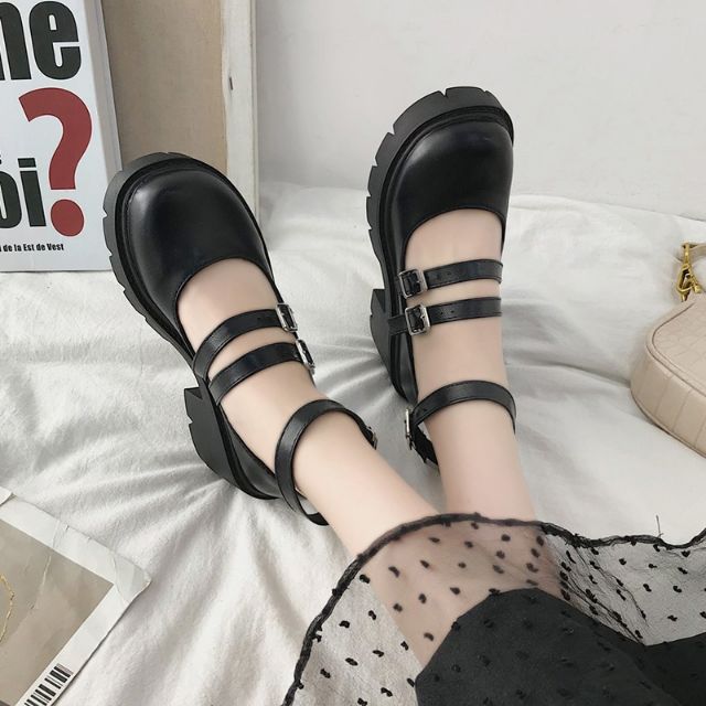 (SẴN 1 SỐ SIZE) Giày Búp bê Ulzzang Nữ Đế 6 phân 3 Quai cài Sành Điệu | BigBuy360 - bigbuy360.vn