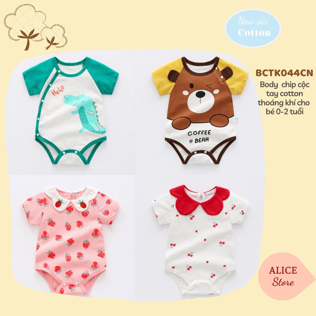 Body chip cộc tay vải cotton thông hơi thoáng mát hàng XUẤT HÀN cho bé 3-12kg