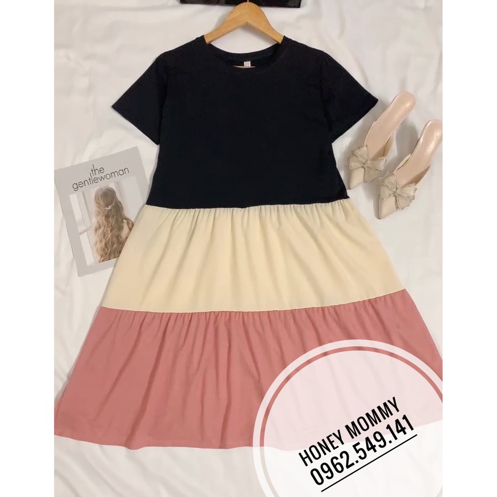 Đầm Bầu Váy Bầu Thun Cotton Dáng Suông Xòe Mùa Hè Tay Ngắn Vải Mát HD2817 Honey Mommy