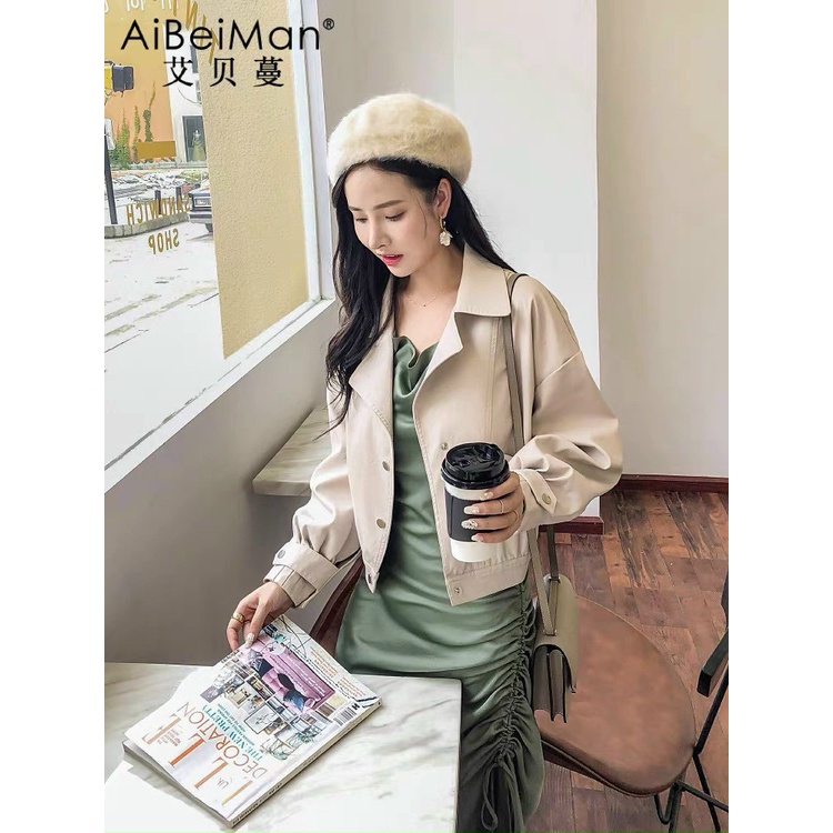 Áo da bomber dáng crt túi to tay bồng_Chất da mềm mịn_freesize<60kg + KÈM VIDEO