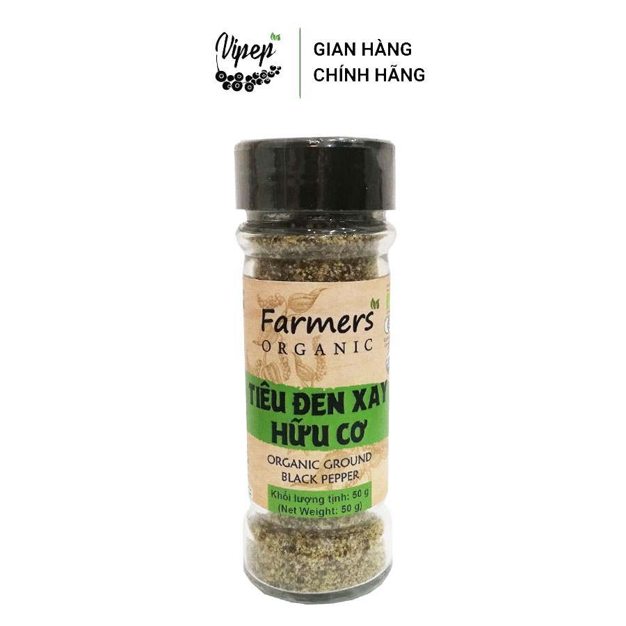 Tiêu Đen Xay Farmers' Organic Hũ Thủy Tinh Vipep 50g
