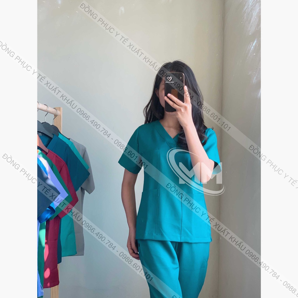 [Bạn mới nhập COSHBM -50% đơn 0Đ] Bộ Scrubs Xanh Cổ Vịt, Blouse Bác sỹ, Phẫu Thuật, Spa, Đông Phục Y Tế Cao Cấp